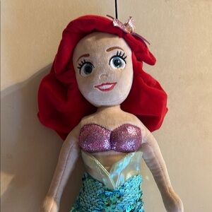 Disney ArielMermaid Plush with Turquoise Sequin Tail